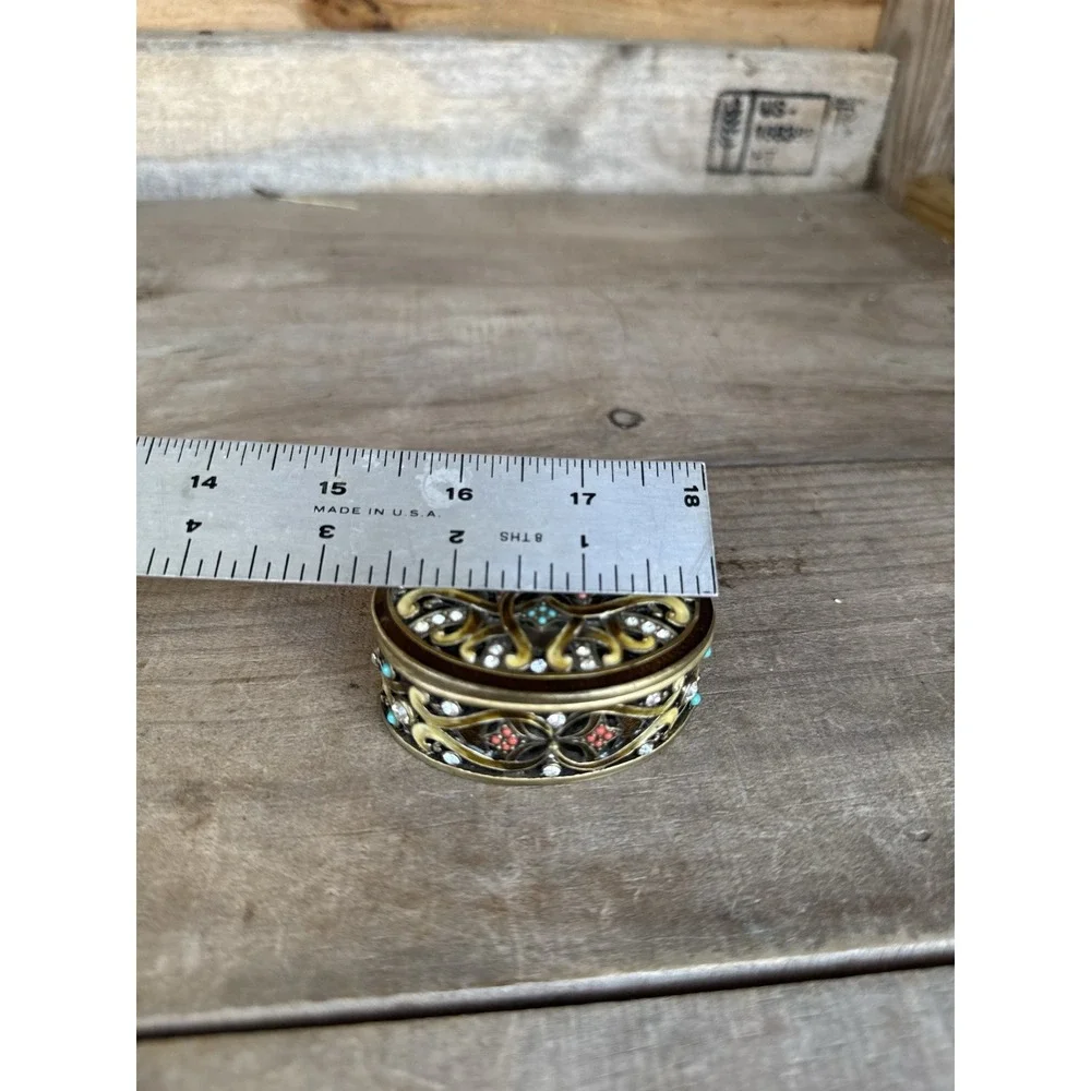 Bejeweled Cloisonne Enamel & Rhinestone Lidded Trinket‎ Keepsake Treasure Box